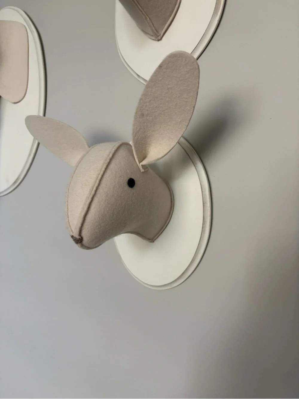 Restoration Hardware Neutral Fabric Animal Head Wall Trio in Light Gray